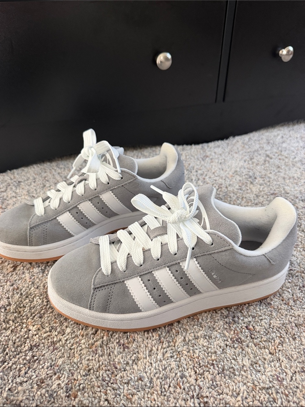 adidas Gray Suede Women's Sneakers with White Stripes